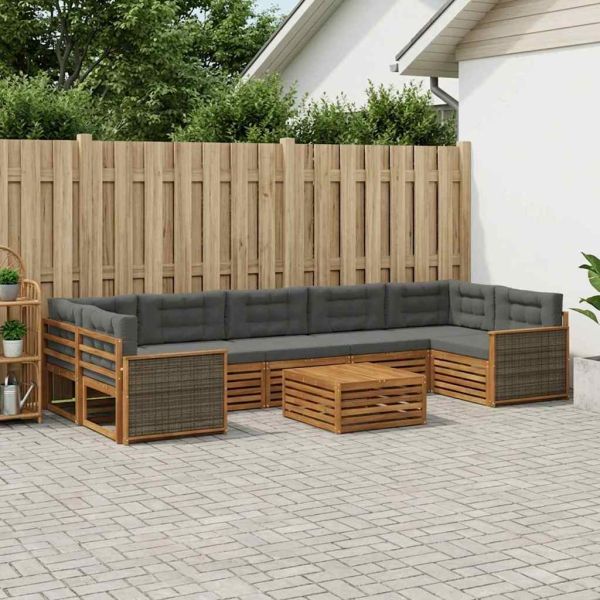 Комплект дивани за открито 8 pcs Натурален и Антрацит