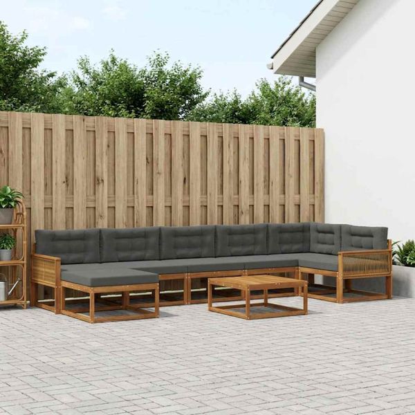 Комплект дивани за открито 8 pcs Натурален и Антрацит
