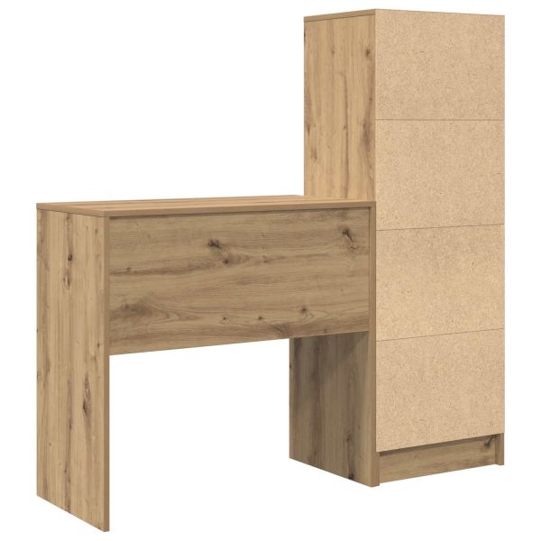 Бюро с чекмедже с рафт със съхранение 2 pcs Дъб