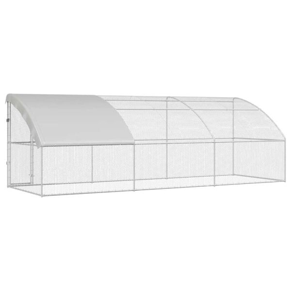 Клетка за пилета 3 pcs Сребрист 600 x 200 x 200 см Стомана и PE