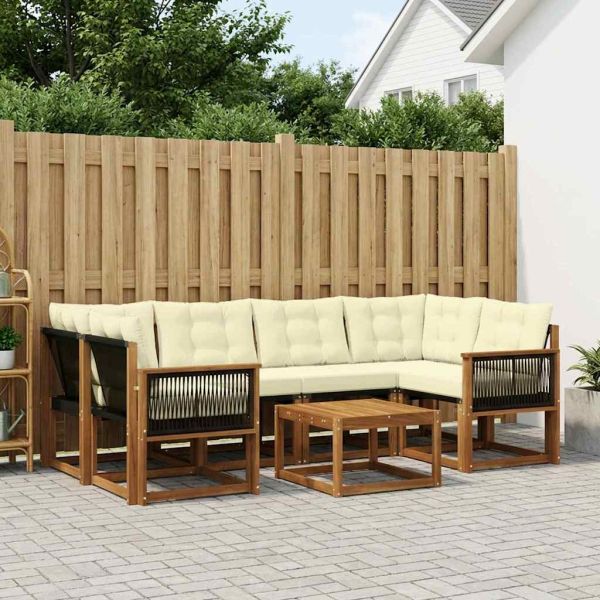 Комплект дивани за открито 7 pcs Натурален и Крема