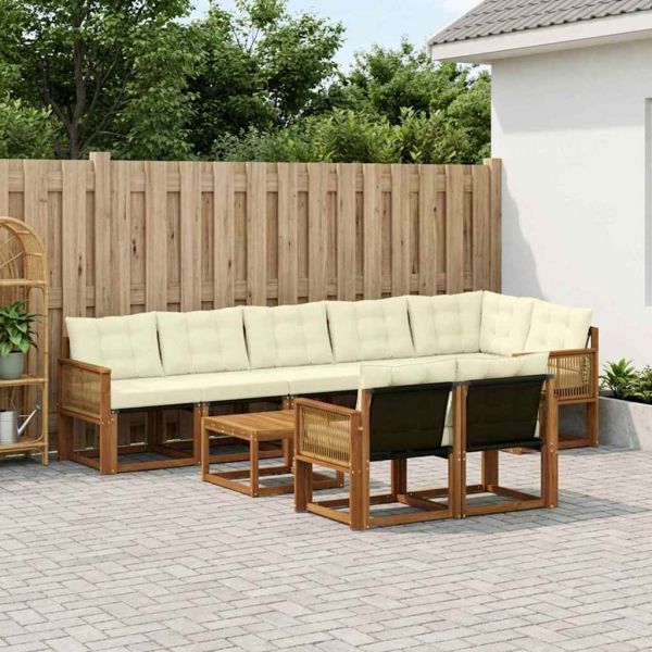Комплект дивани за открито 9 pcs Натурален и Крема