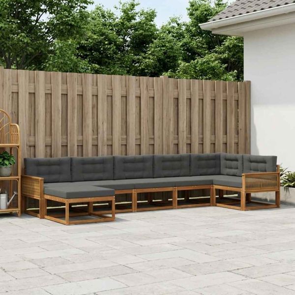 Комплект дивани за открито 7 pcs Натурален и Антрацит