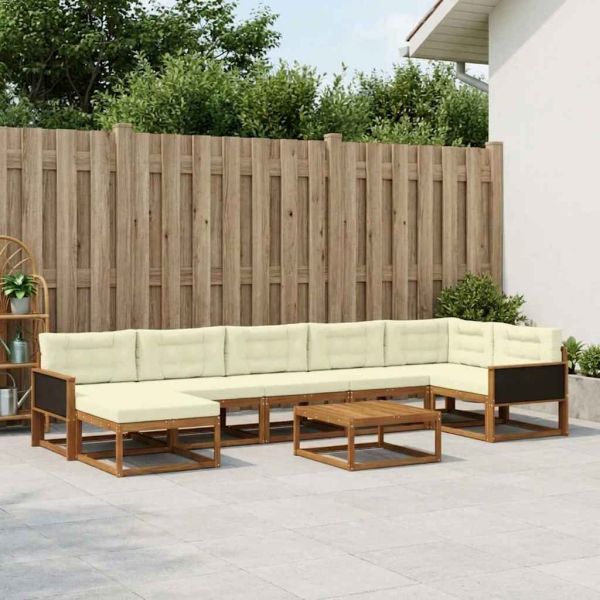 Комплект дивани за открито 8 pcs Натурален и Крема