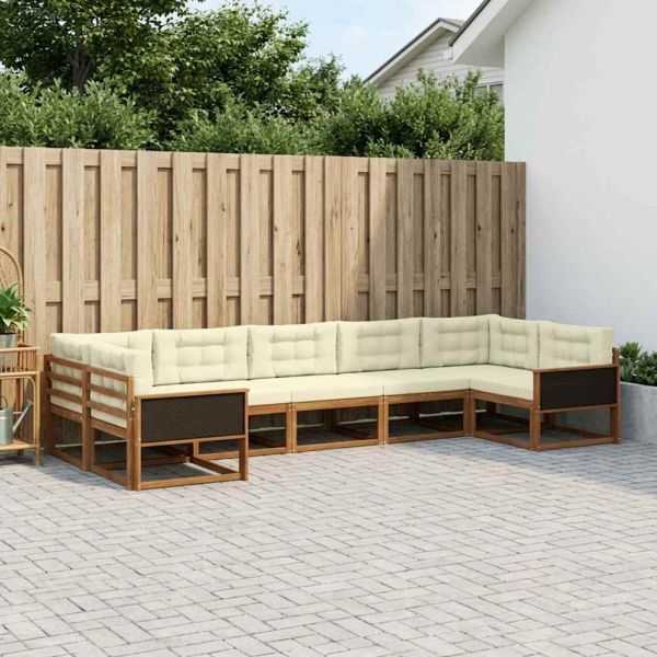 Комплект дивани за открито 7 pcs Натурален и Крема