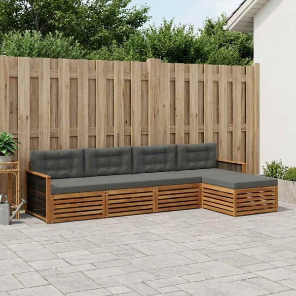 Комплект дивани за открито 5 pcs Натурален и Антрацит