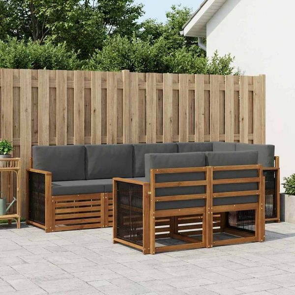 Комплект секционен диван 6 pcs Натурален и Антрацит