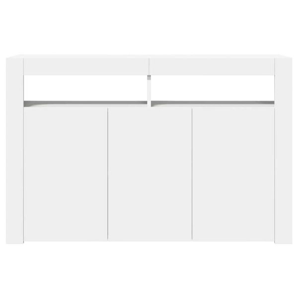 Сайдборд с LED светлини, бял, 80x35x75 см