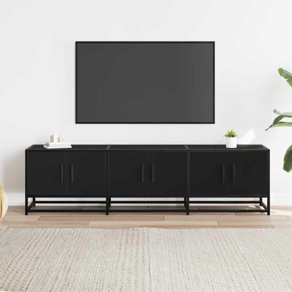 ТВ шкаф черен 150x35x41 cm Изработена дървесина и метал