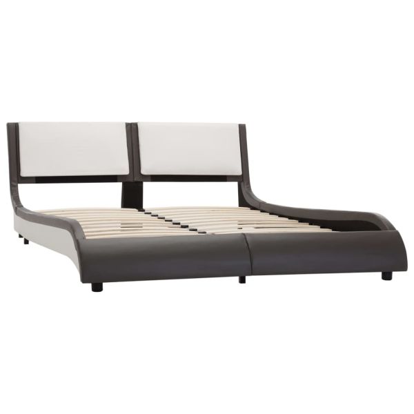 Рамка за легло с LED осветление без матрак, сиво и бяло, 120x190 см