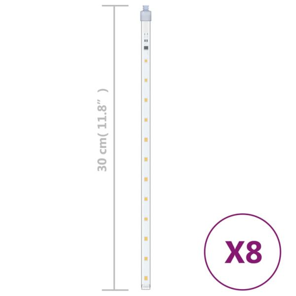 Светещи метеори 8 бр 30 см топло бяло 192 LED закрито/открито
