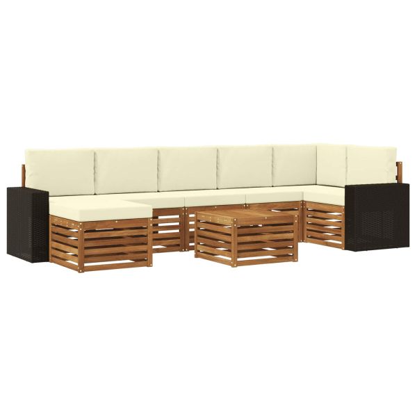 Комплект дивани за открито 8 pcs Натурален и Крема