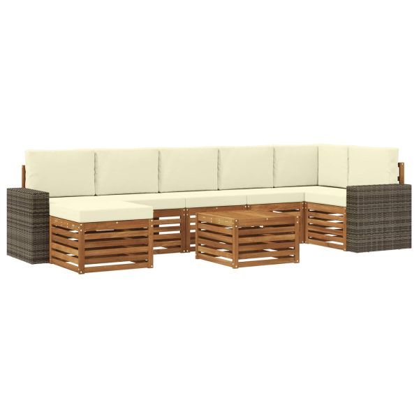 Комплект дивани за открито 8 pcs Натурален и Крема