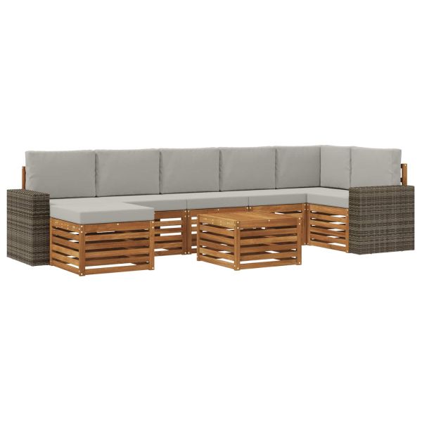 Комплект дивани за открито 8 pcs Натурално и светлосиво