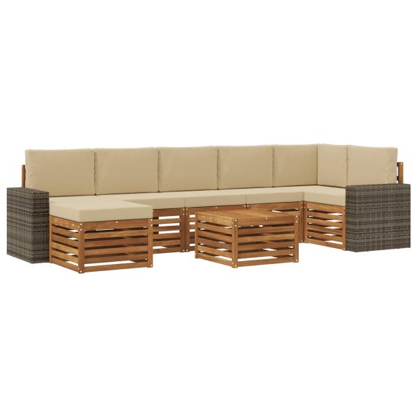 Комплект дивани за открито 8 pcs Натурален и Бежов