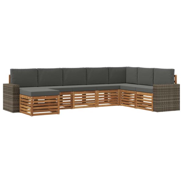 Комплект дивани за открито 8 pcs Натурален и Антрацит