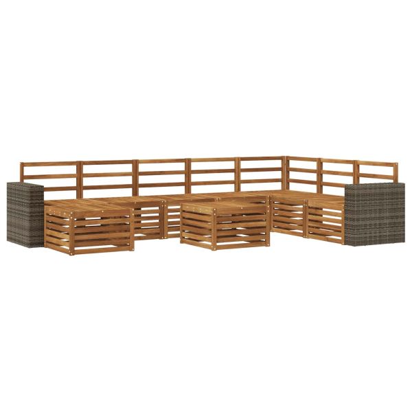 Комплект дивани за открито 9 pcs Натурално