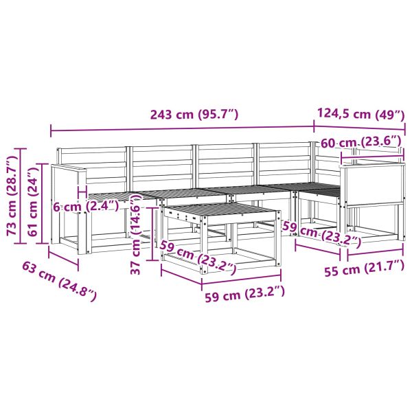 Комплект дивани за открито 6 pcs Натурално