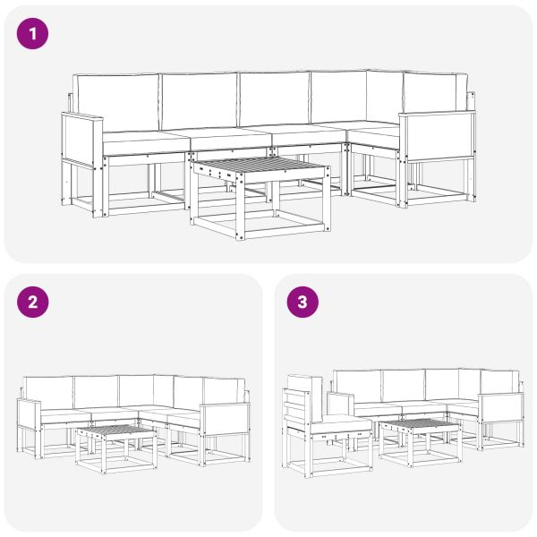 Комплект дивани за открито 6 pcs Натурален и Антрацит