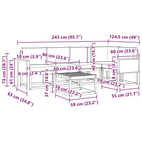 Комплект дивани за открито 6 pcs Натурален и Крема