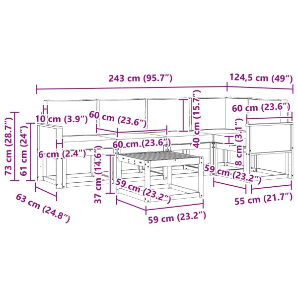 Комплект дивани за открито 6 pcs Натурален и Бежов
