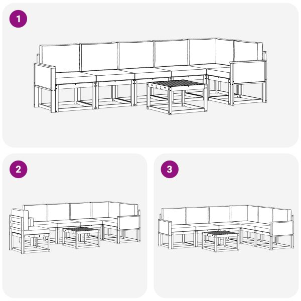 Комплект дивани за открито 7 pcs Натурално и светлосиво