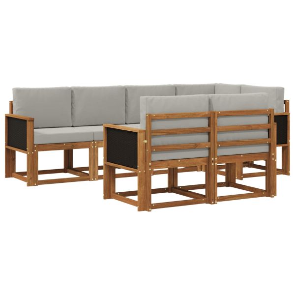 Комплект дивани за открито 7 pcs Натурално и светлосиво