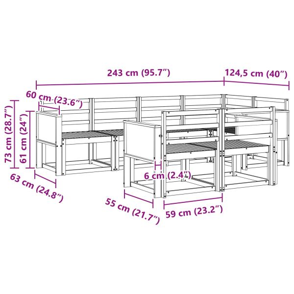 Комплект дивани за открито 7 pcs Натурално