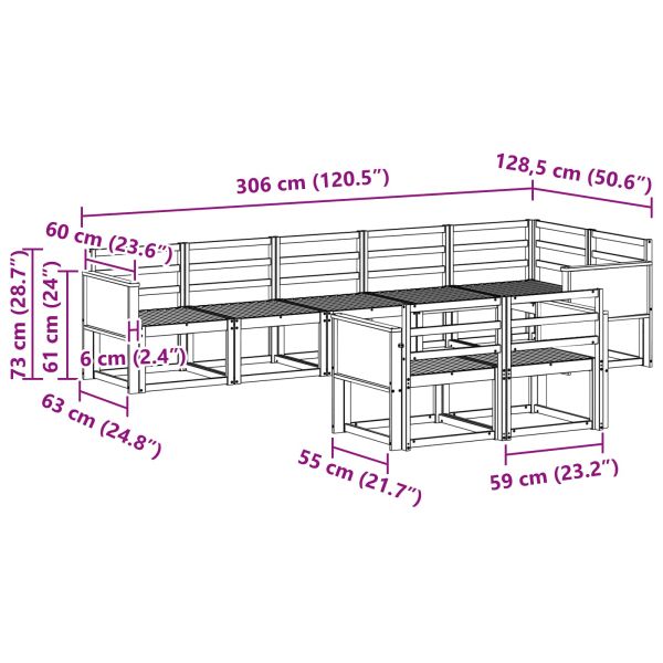 Комплект дивани за открито 8 pcs Натурално