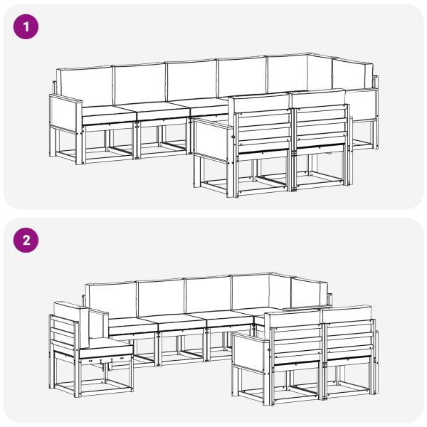 Комплект дивани за открито 8 pcs Натурален и Крема Полиестер