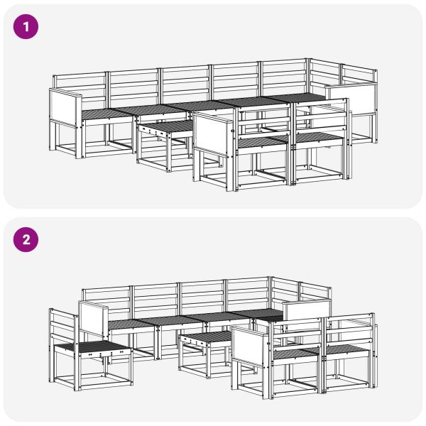 Комплект дивани за открито 9 pcs Натурално