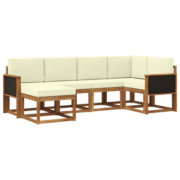 Комплект дивани за открито 6 pcs Натурален и Крема
