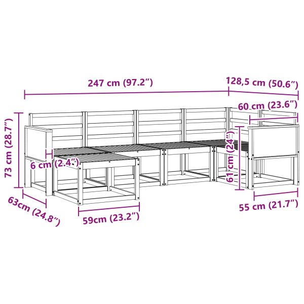 Комплект дивани за открито 6 pcs Натурално