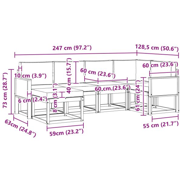 Комплект дивани за открито 6 pcs Натурален и Крема