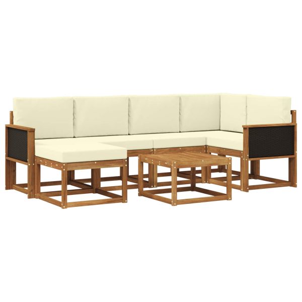 Комплект дивани за открито 7 pcs Натурален и Крема