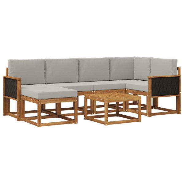 Комплект дивани за открито 7 pcs Натурално и светлосиво