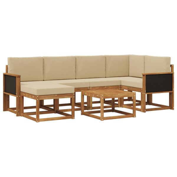 Комплект дивани за открито 7 pcs Натурален и Бежов