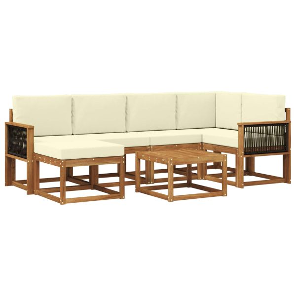 Комплект дивани за открито 7 pcs Натурален и Крема