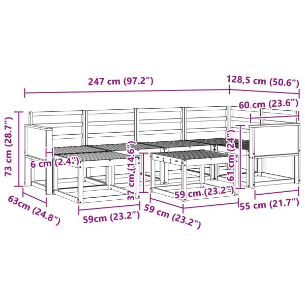 Комплект дивани за открито 7 pcs Натурално