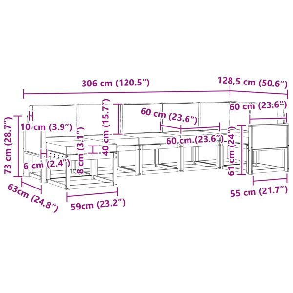 Комплект дивани за открито 7 pcs Натурален и Бежов Полиестер