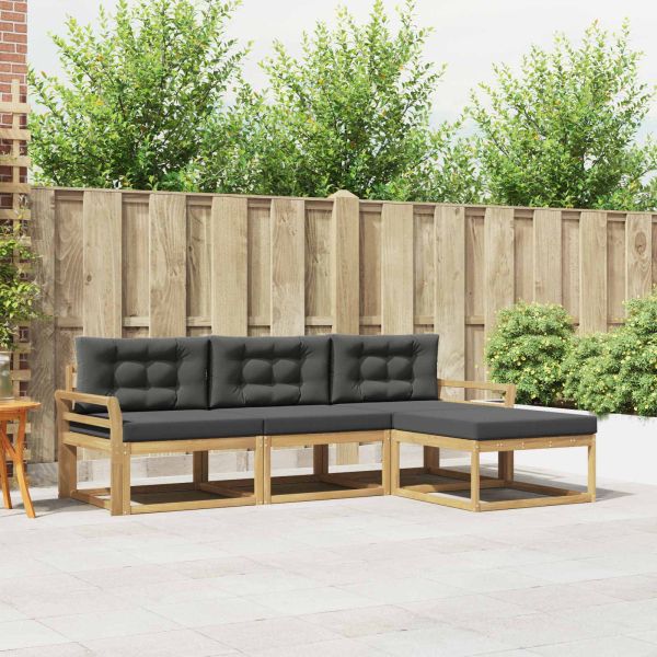 Комплект дивани за открито 4 pcs Бяло и антрацит Полиестер