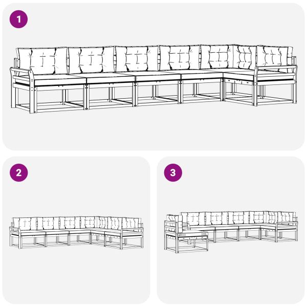 Комплект дивани за открито 4 pcs Бяло и светлосиво Полиестер