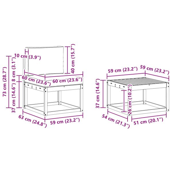 Комплект дивани за открито с възглавница 7 pcs Бяло и Бежово