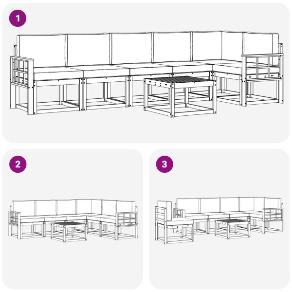 Комплект дивани за открито 7 pcs Бяло и Бежово Полиестер