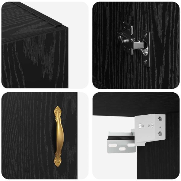 Стенно шкафче 2 pcs Черния дъб 69,5 x 34 x 90 см