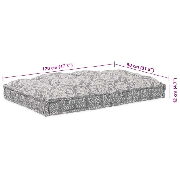 Кушон за палетен диван Светлосиво 120 x 80 x 12 cm Текстил