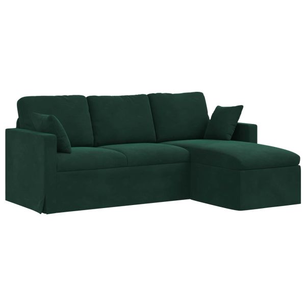 Диван Тъмен зелен 198 x 134 x 80 см Кадифе