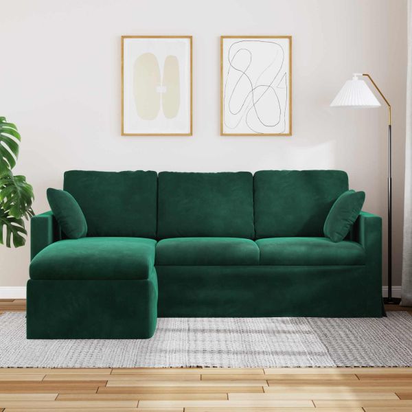 Диван Тъмен зелен 198 x 134 x 80 см Кадифе