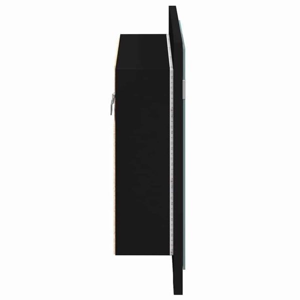 Шкаф с LED огледало за баня, черно, 60x12x45 см, акрил