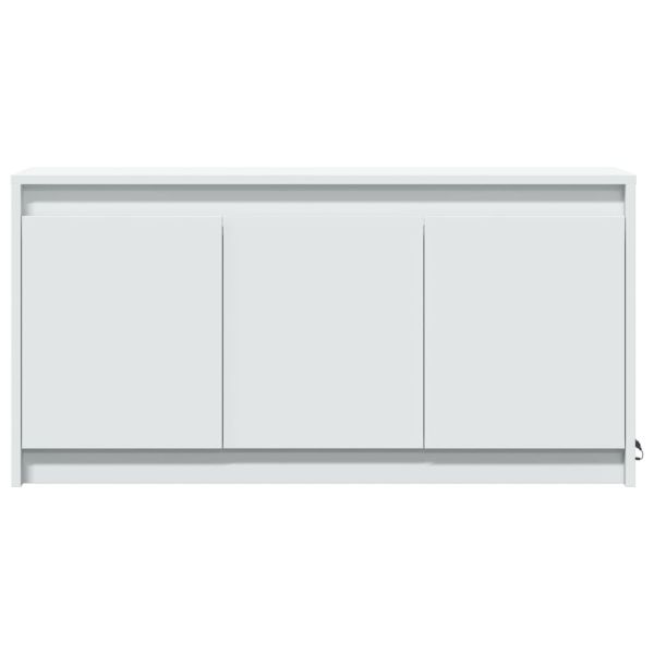 ТВ шкаф с LED, бял, 100x34x50 см, инженерно дърво